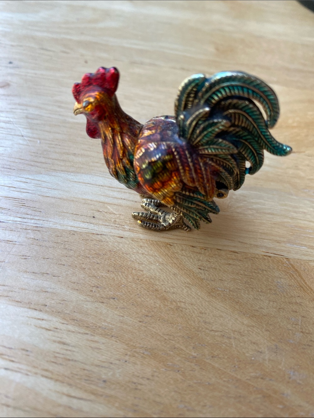 Colorful Monet Rooster Enamel trinket box